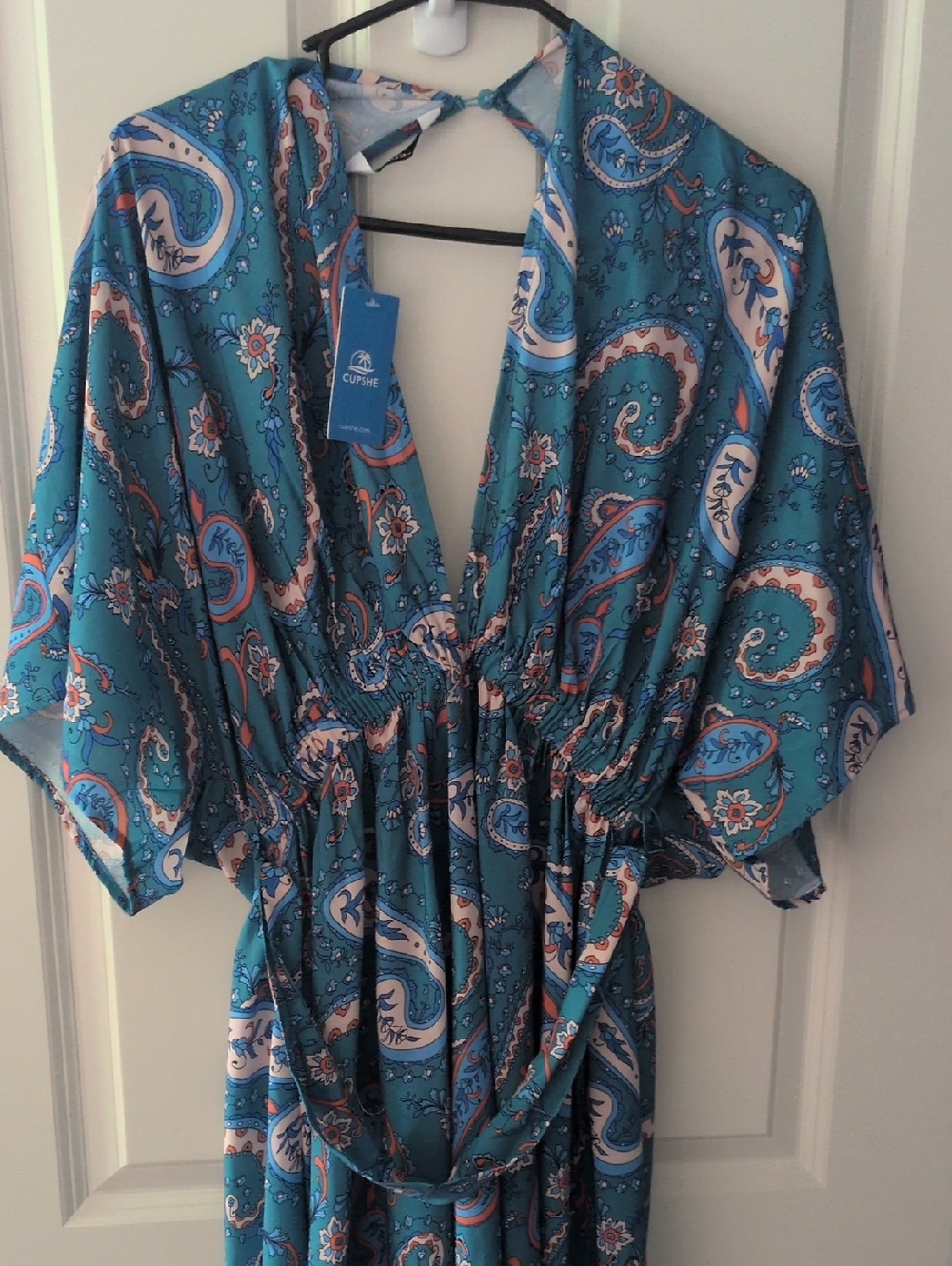 Cupshe Teal and Coral Paisley Floral Cover-Up
